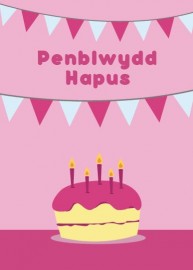 Penblwydd Agored - Cacen Binc / Open Birthday - Pink Cake