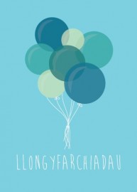 Llongyfarchiadau - Balwn Glas / Congrats - Blue Balloon